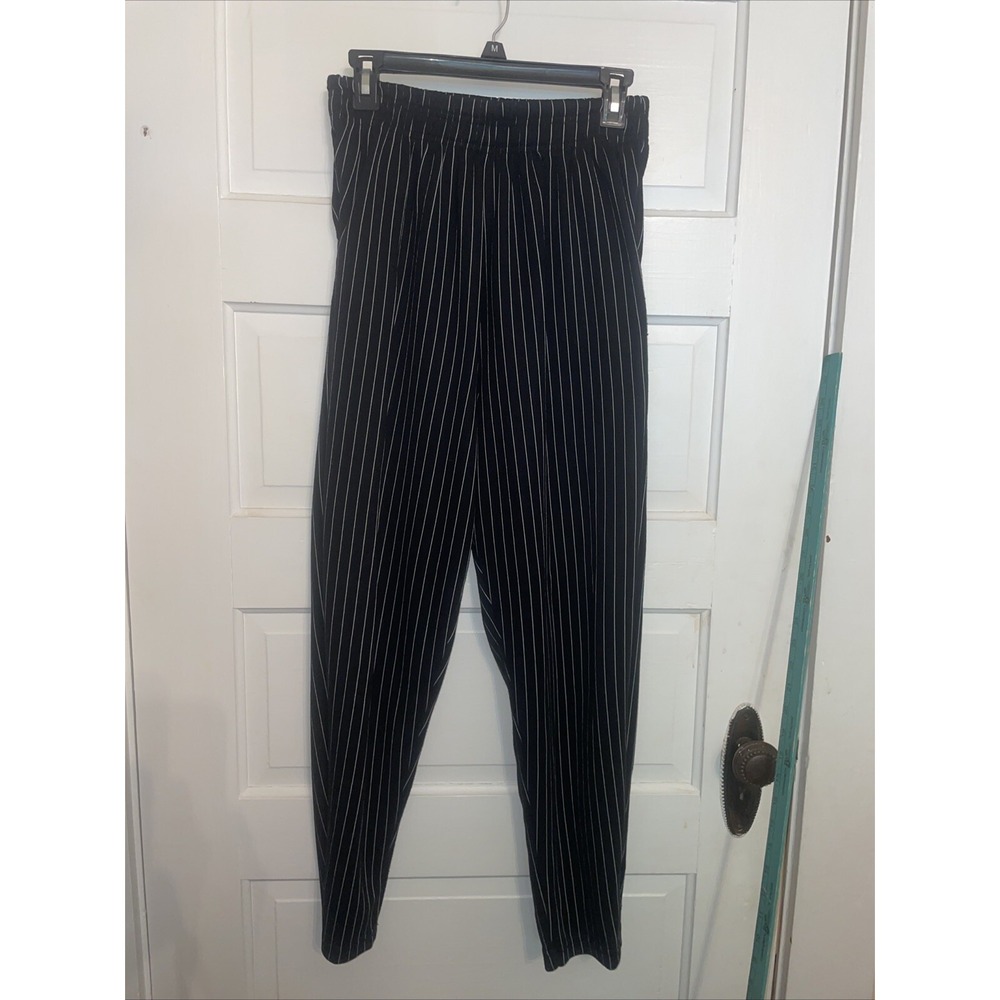 Heavyweight Black With White Pin Striped High Waisted Pant